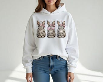 Preppy Osterhase PNG, Retro süße Hasenohren PNG, Halbton Kokette Ostern Shirt Design, Trendy Frühling Sublimation Download