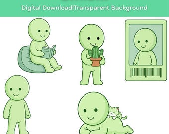 Smiski SVG und PNG Bundle | 5 süße Glow Charakter Clipart Designs | Cricut & Silhouette Druck- und Schnittdateien | Digitaler Download
