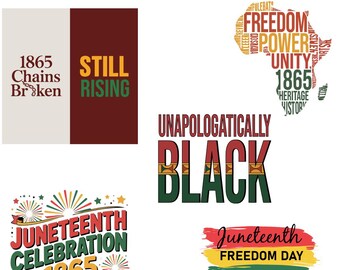 Juneteenth SVG Bundle 1865 | Black History SVG PNG Ai Pdf Jpg | Freedom Day Designs | African American Pride Shirt Cricut Files