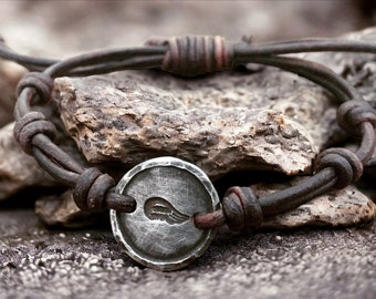 Angel Wing Bracelet – Leather Cuff for Strength & Courage | Hand Stamped Gift