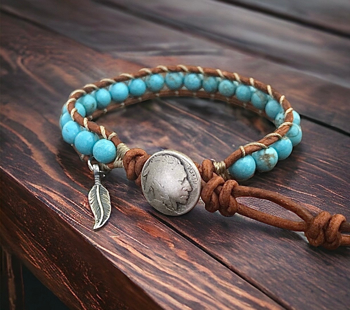 Wrap mens discount turquoise bracelet