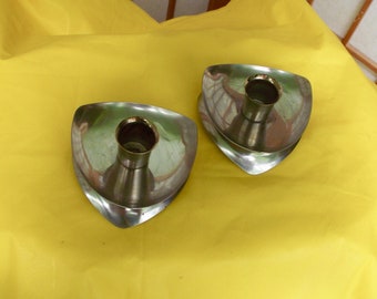 70s Avon stainless steel candleholder set