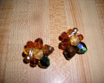 W. Germany signed clip on cluster earrings