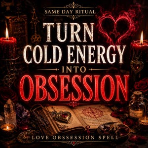Extreme obsession love spell ritual with candles roses and intense attraction energy altar