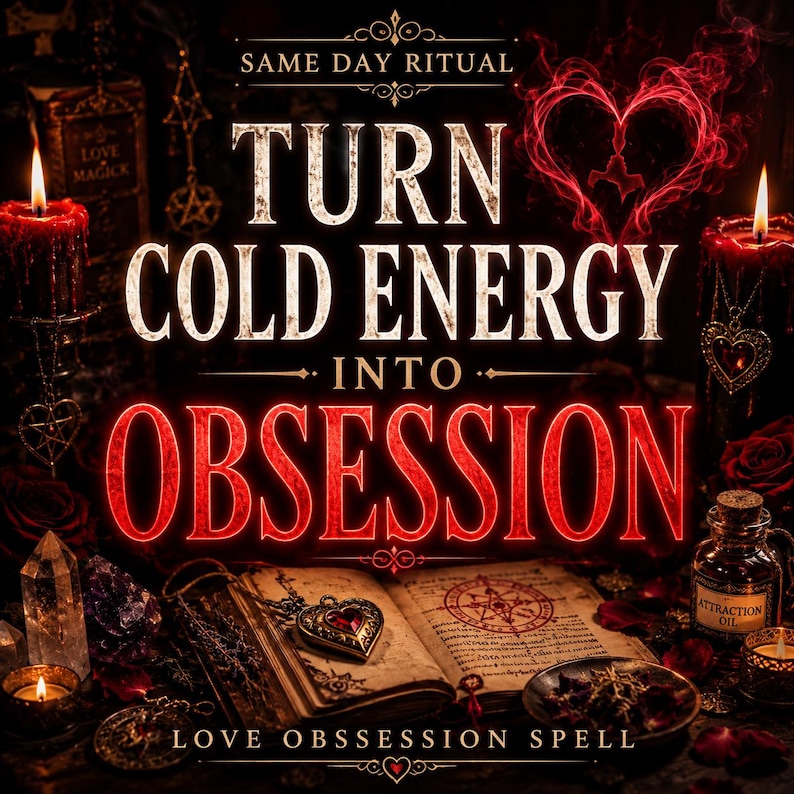Extreme obsession love spell ritual with candles roses and intense attraction energy altar