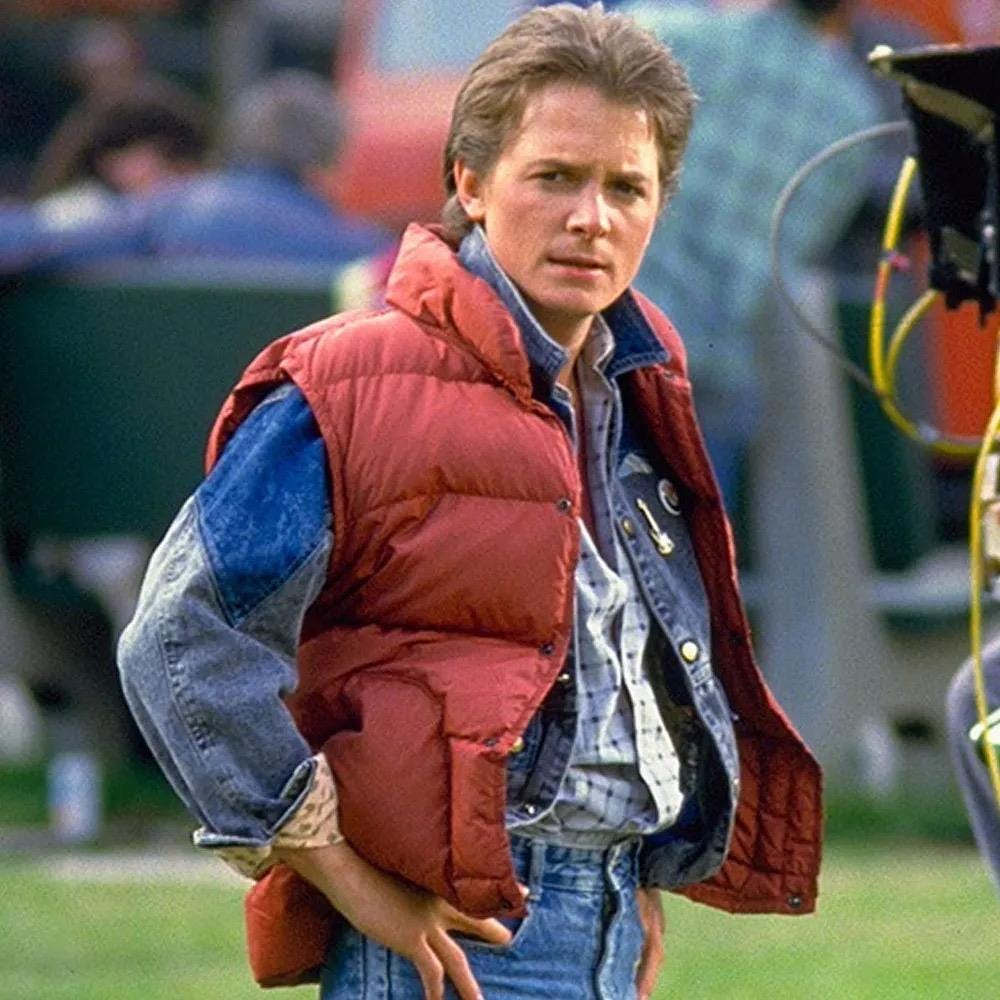 Red Mcfly Races Marty Mcfly Red Puffer Vest Jacket, 80s Retro Movie Inspired Vest, Back ...