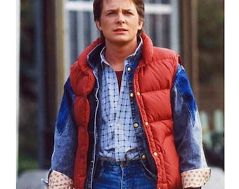 Giacca imbottita rossa di Marty McFly, gilet ispirato al film retrò degli anni '80, costume da cosplay di Ritorno al futuro, gilet imbottito invernale da uomo e da donna, regalo