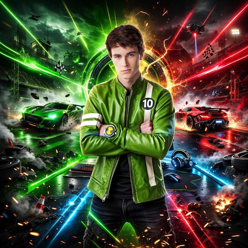 Handmade Ben 10 Real Leather Cosplay Jacket: Alien Force & Omniverse