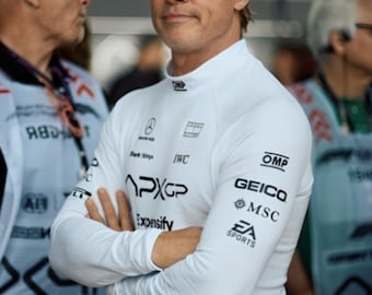 Maglia intima da pilota APXGP Racing, bianca, da corsa, a maniche lunghe, con prestazioni F1, stile AMG, regalo per lui