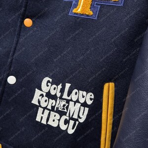 Aggie Pride Varsity Jacket | HBCU Legacy Letterman Coat | NCAT Bulldog Embroidered Jacket Custom HBCU Gift | Wool & Leather Bomber Halloween