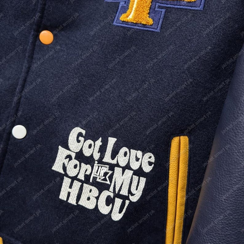 Aggie Pride Varsity Jacket | HBCU Legacy Letterman Coat | NCAT Bulldog Embroidered Jacket Custom HBCU Gift | Wool & Leather Bomber Halloween