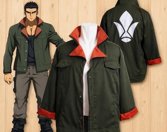 Giacca di cotone verde stile anime, casual, streetwear, unisex, per cosplay, cappotto alla moda in stile vintage, regalo per lui e per lei