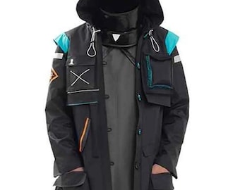 Giacca con cappuccio cyberpunk techwear / Cappotto utilitario futuristico / Cappotto streetwear ispirato agli anime / Giacca lunga tattica per abbigliamento urbano