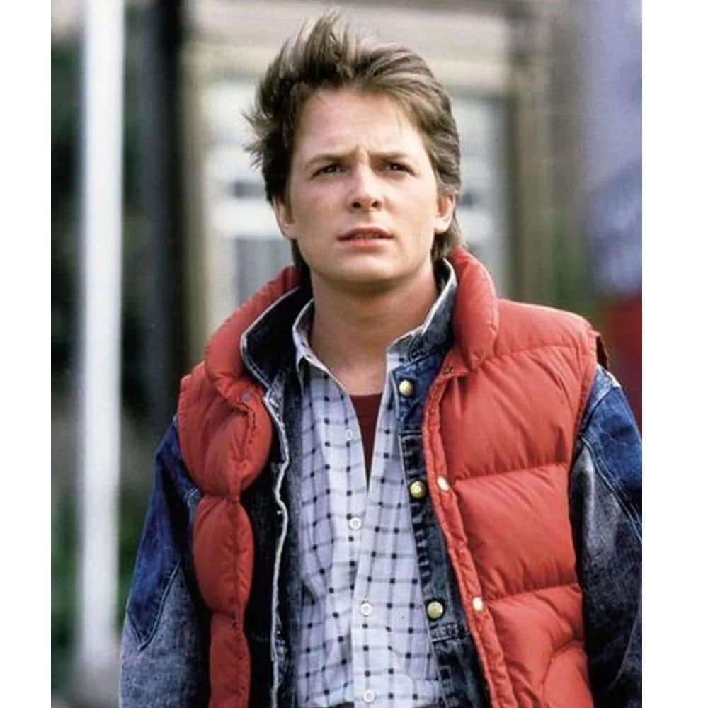 Red Mcfly Races Marty Mcfly Red Puffer Vest Jacket, 80s Retro Movie Inspired Vest, Back ...