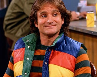 Gilet da uomo Mork e Mindy Robin Williams blu arancione giallo trapuntato senza maniche giacca invernale stile vintage caldo gilet da esterno