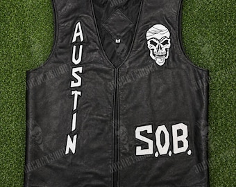 Gilet da motociclista in pelle nera con toppa a teschio, gilet da moto personalizzato, giacca senza maniche gotica ricamata, punk rock, streetwear da uomo