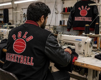 Giacca Varsity nera con maniche in pelle e corpo in lana, giacca Letterman rossa unisex, stile streetwear e bomber da baseball.