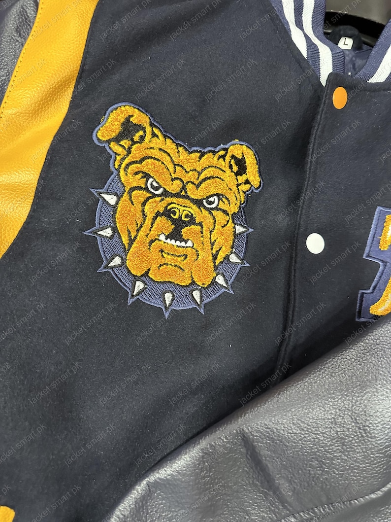 Aggie Pride Varsity Jacket | HBCU Legacy Letterman Jacket | NCAT Bulldog Embroidered Wool & Leather Coat
