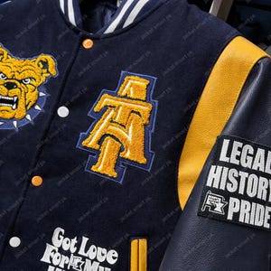 North Carolina A&T Motto 3.0 Aggie Pride Varsity Jacket Hand Made Customized NC AT Wool Letterman with Leather Sleeves HBCU - All Sizes