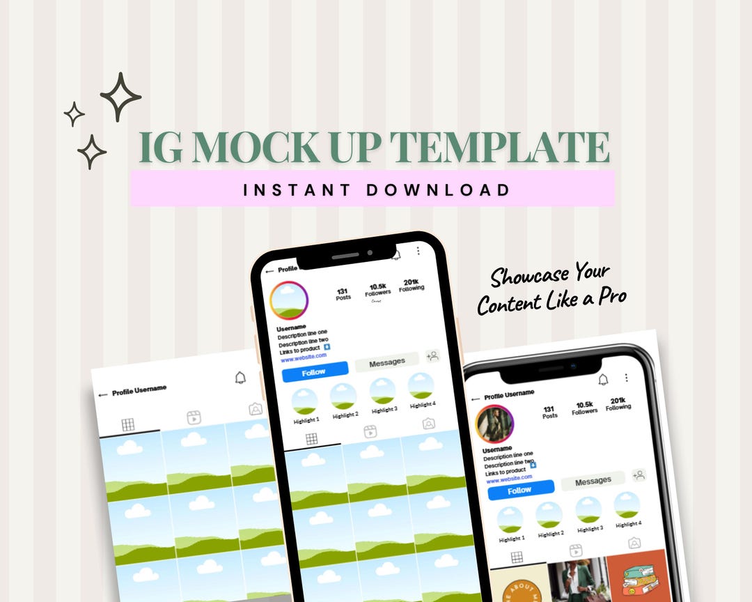 Instagram Mockup Template: Clean Profile and Feed Display (canva ...
