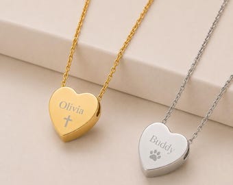 Personalized Heart Urn Necklace, Engraved Handwriting Keepsake Jewelry, Cremation Pendant
