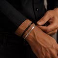 Men's Engraved Cuff Bracelet, Personalized Stainless Steel Bracelet, Anniversary Gift for Him