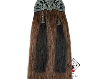 Antique Thistle Brown Horse Hair Sporran With 2 Black Tassels Scottish Bagpiper Sporran With Chain Belt