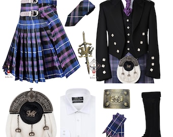 Men's Antique Dragon 9 Pcs Prince Charlie Kilt Outfit Highland Traditional Kilt Set - Scottish Wedding Kilt Outfit Available In 90+ Tartans