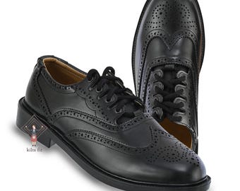 Men's Black Ghillie Brogues Formal Dress Kilt Shoes - Wedding Dress Shoes For Men - Size 6 to 13