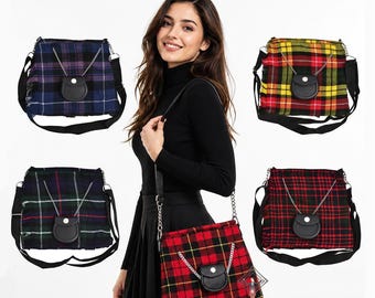 Tartan Ladies Shoulder Bag Women Casual Tartan Hand Bag - Crossbody Tartan Purse -  Available In 100+ Tartan Colors