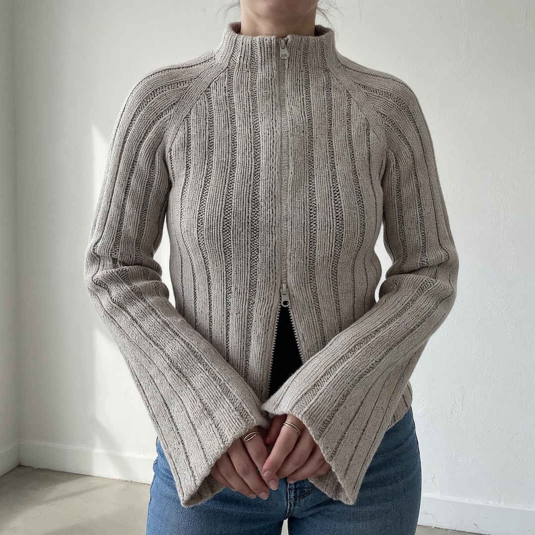 Side Zip Knit Pattern Knitting Zip up Sweater Pattern PDF, Ribbed Mock Neck Knit Cardigan ...