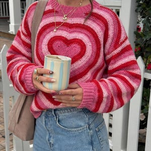 Häkel Herz Pullover Muster PDF - DIY Cozy Pullover - Valentinstag häkeln Pullover - Sofort Download Muster