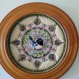 Sailors Valentine, wall hangings, wall decor, shell art, gift for mom, wedding gift, bird lover gift