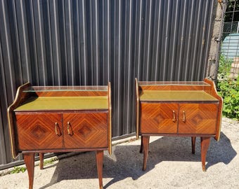 1940年代のアールデコ調ヴィンテージナイトスタンド2台セット