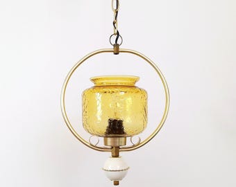 Vintage Hängelampe / Hängelampe 70er Jahre / Mid Century Modern / Eleganter Kronleuchter aus Messing