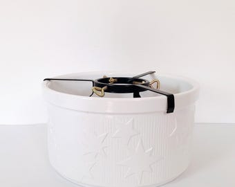 Vintage Keramik Weihnachtsbaumständer weiß 70er Jahre