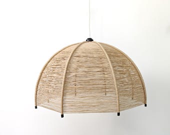 Vintage 70er Jahre String Pendellampe, Boho Lichtkuppel