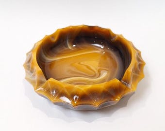 Vintage Art Deco Brown Pressglas Aschenbecher, STS Jugoslawien