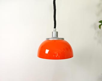 Vintage Orange Meblo Guzzini Style Pendelleuchte, Atomic Space Age Beleuchtung