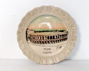 Vintage handbemalter Keramik Teller von VERONA Arena – Italienischer Souvenir Wandteller – VERONA L’Arena Keramik Teller – Italien Reise Sammlerstück
