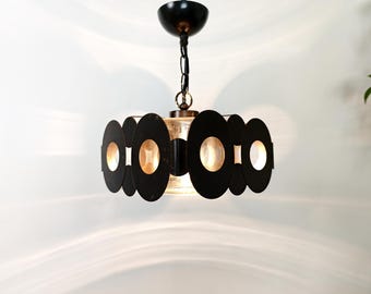 Vintage Geometrische Glas Pendelleuchte: Mid Century Modern Kronleuchter, 1970er Jahre Sijaj Hrastnik