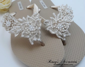 champagne colored flip flops