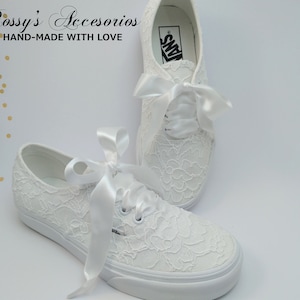 White Lace Wedding Vans /Wedding Vans Sneakers For Bride / White Lace Sneakers / Bridal Vans Shoes /Wedding Authentic Vans . image 7