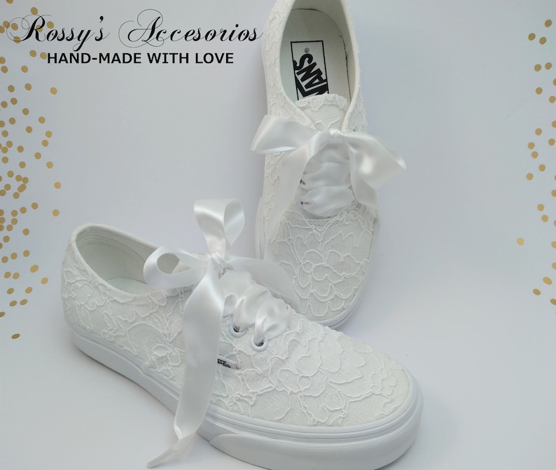 White Lace Wedding Vans /Wedding Vans Sneakers For Bride / White Lace Sneakers / Bridal Vans Shoes /Wedding Authentic Vans . image 7