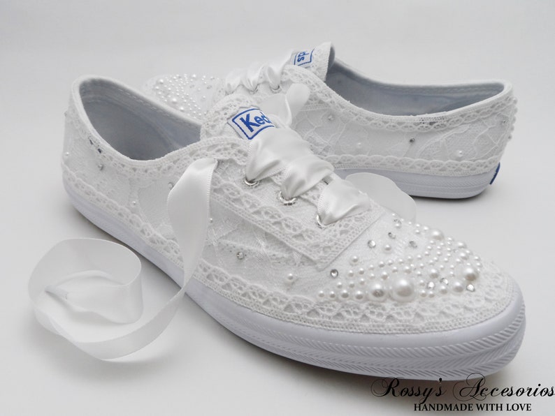 Wedding Sneakers for Bride/pearls Tennis Shoes /wedding Lace Etsy