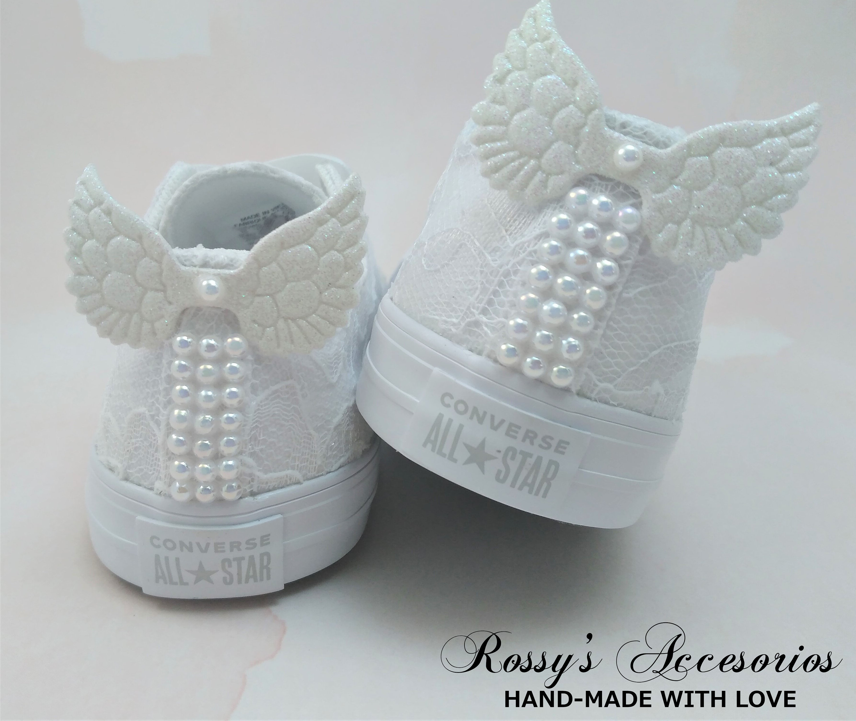 Zapatos Converse para niñas / Encaje de lona blanca - Etsy México