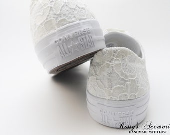 Wedding Converse / Ivory Sequin Lace Converse  /Wedding Lace Converse  /Converse for Bride /Bridal Converse / Wedding Converse Shoes.