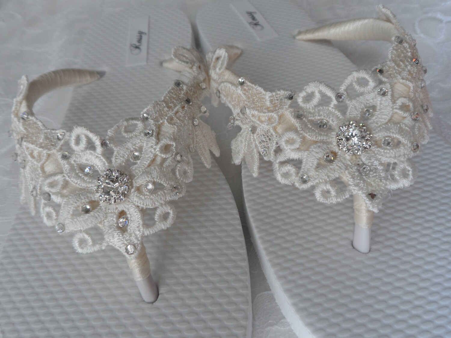 Ivory Venice Lace Flip Flops / Bridal White Flip flops / | Etsy