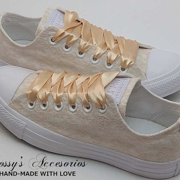 Champagne Wedding Converse / Champagne Lace Converse  /Wedding Lace Converse  /Converse for Bride /Bridal Converse / Wedding Converse Shoes.