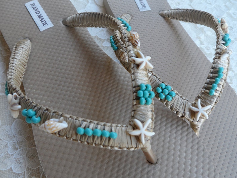 Gold Shell Bridal Flip Flops / Beach Wedding Flip Flops / | Etsy